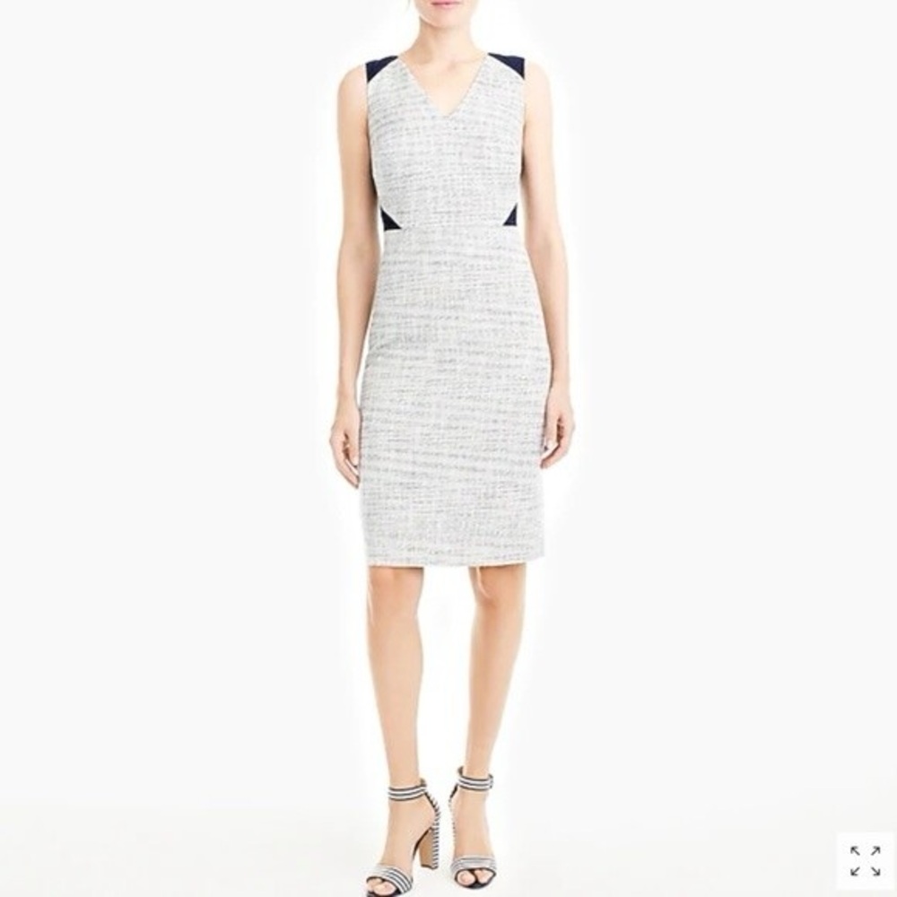 J. Crew Gray and Navy Midi Dress